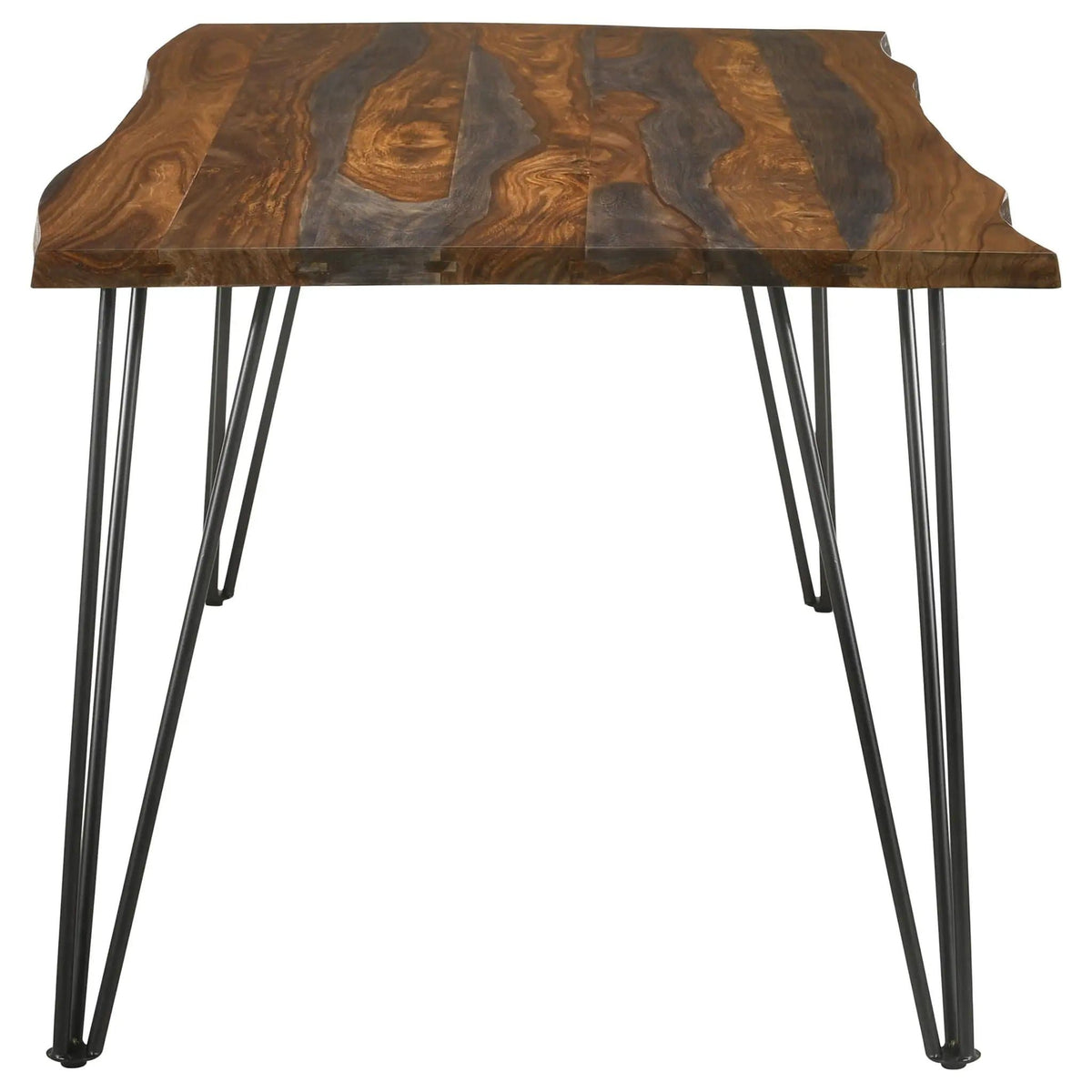 Neve 80-inch Live Edge Dining Table Grey Sheesham | 80 x 37 x 30 in | Metal & Wood | Dining Room