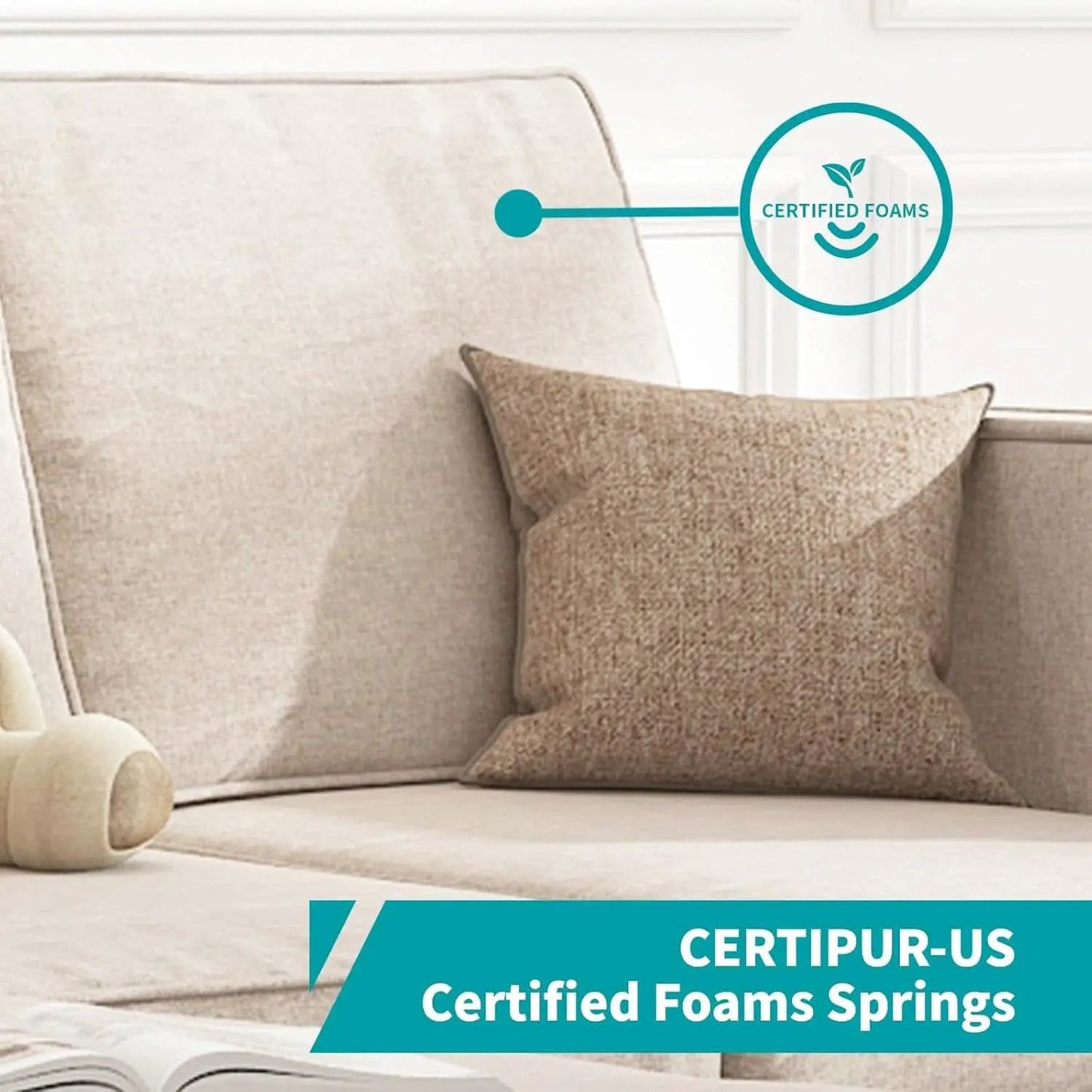 Beige Sectional Sofa Set With Movable Storage Ottoman from PriceLows™