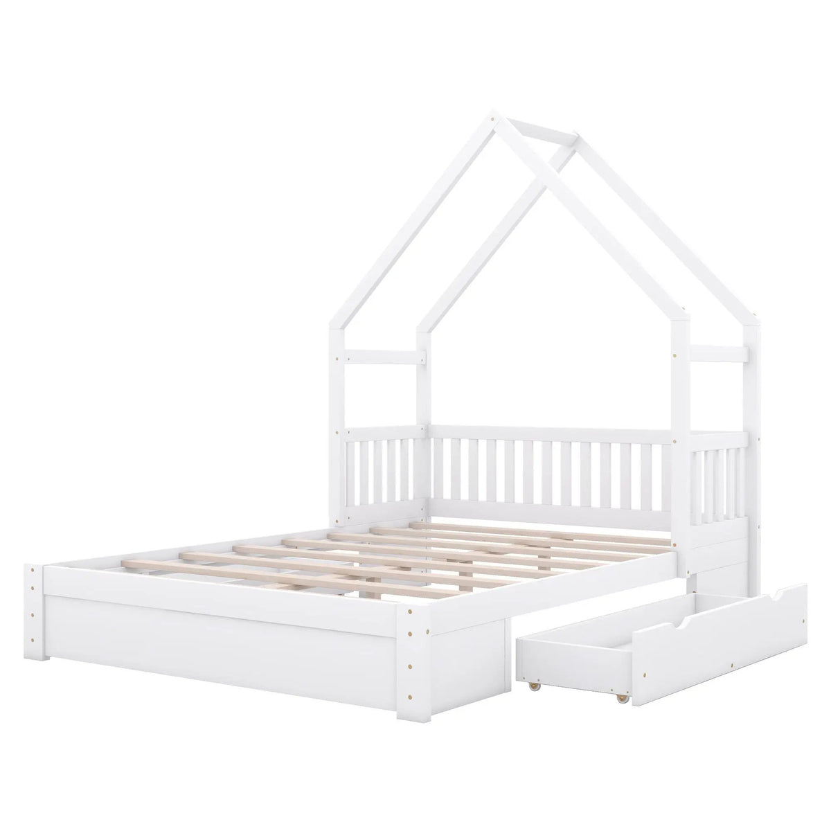 Platform Bed | Solid Pine Frame | Full Guardrail | 2 Drawers