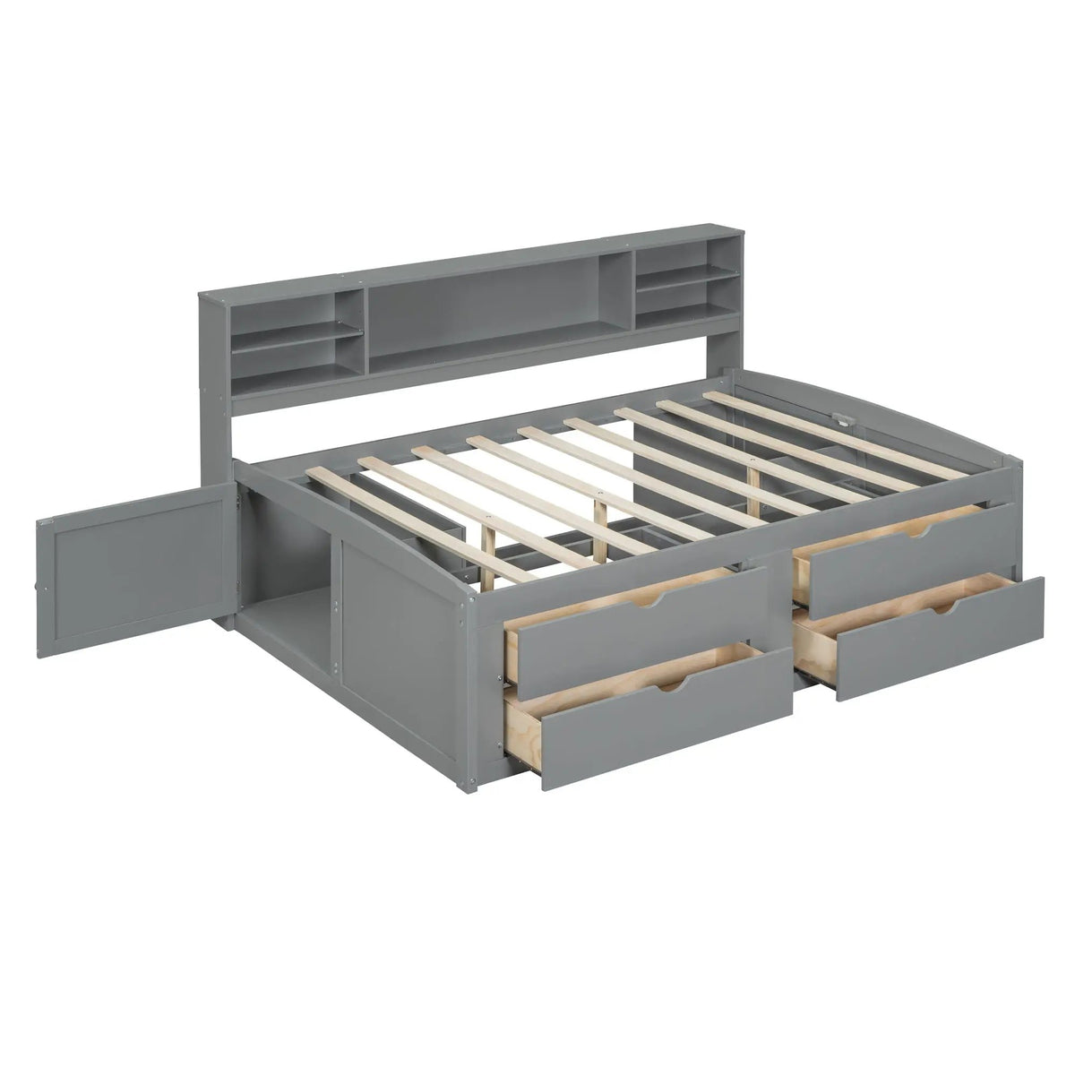 Daybed With Storage | 2 Bedside Cabinets | Upper Shelves | 4 Drawers