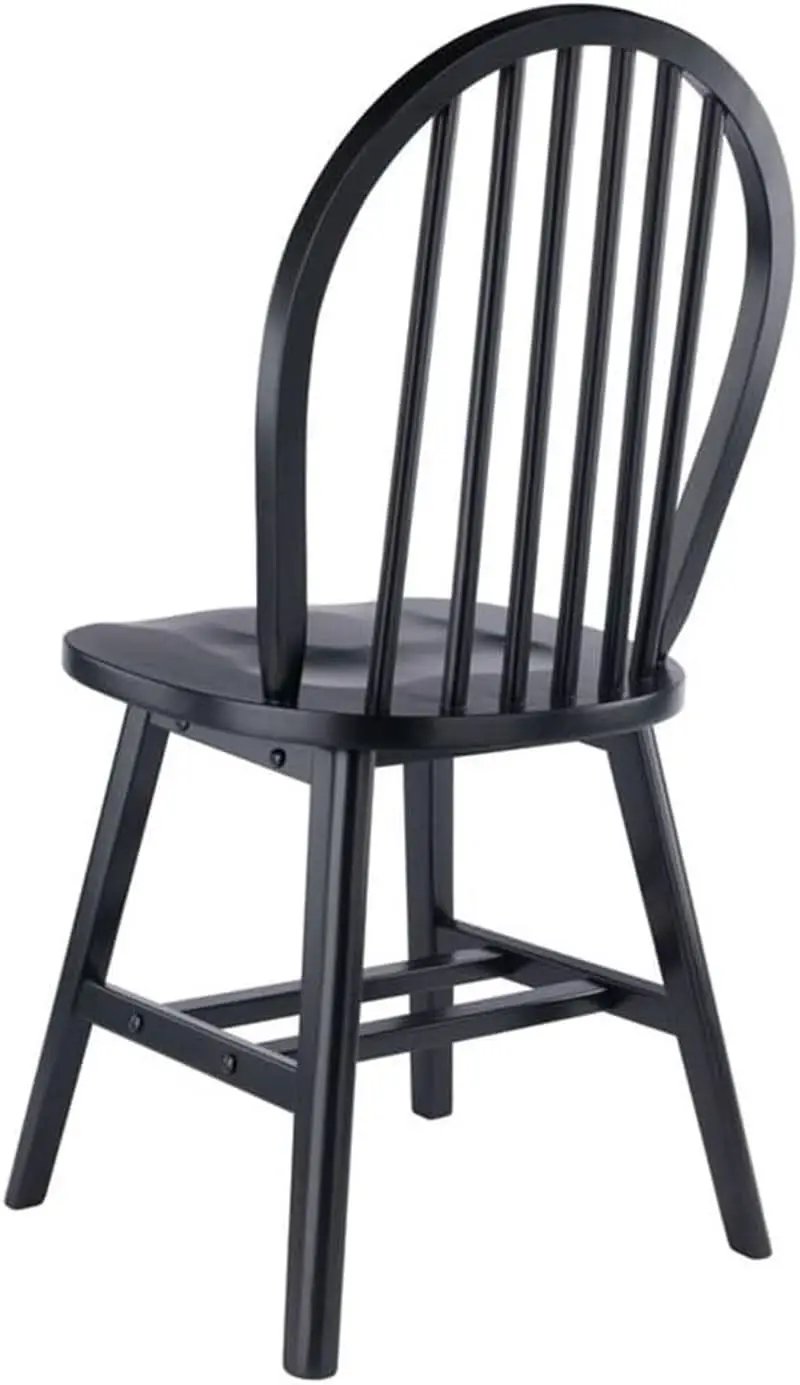 Windsor Dining Chair Set Solid Wood Black Finish 2 Pack from PriceLows™