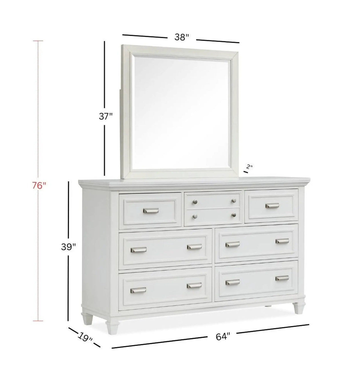 Charleston Drawer Dresser With Landscape Mirror | 2 Pieces | Bedroom Furniture | Bedroom