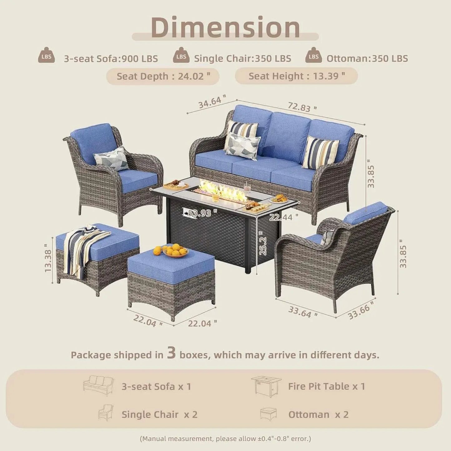 Patio Furniture Set With 53 Inch Gas Fire Pit Table from PriceLows™