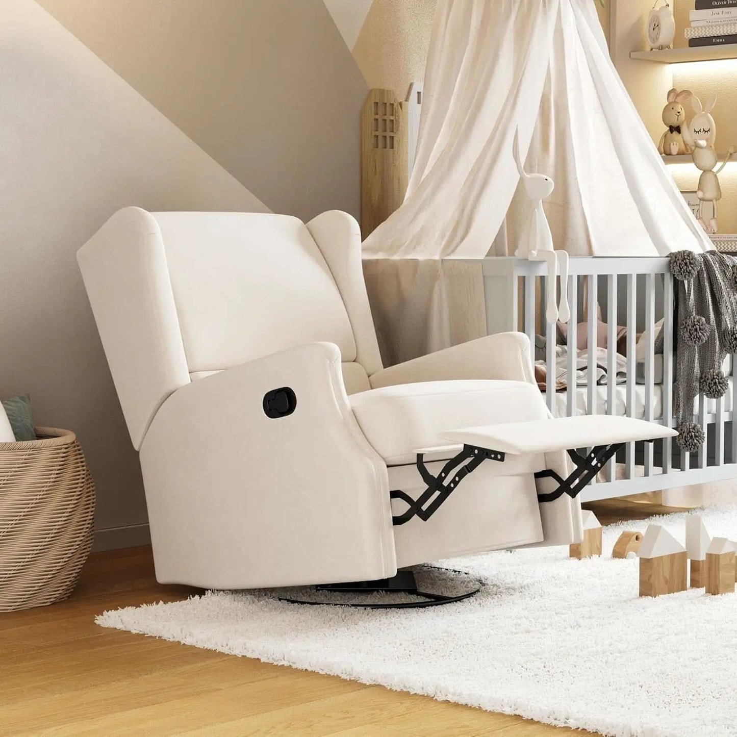 Omma Swivel Glider Rocking Recliner Cream Upholstered 3In1 from PriceLows™