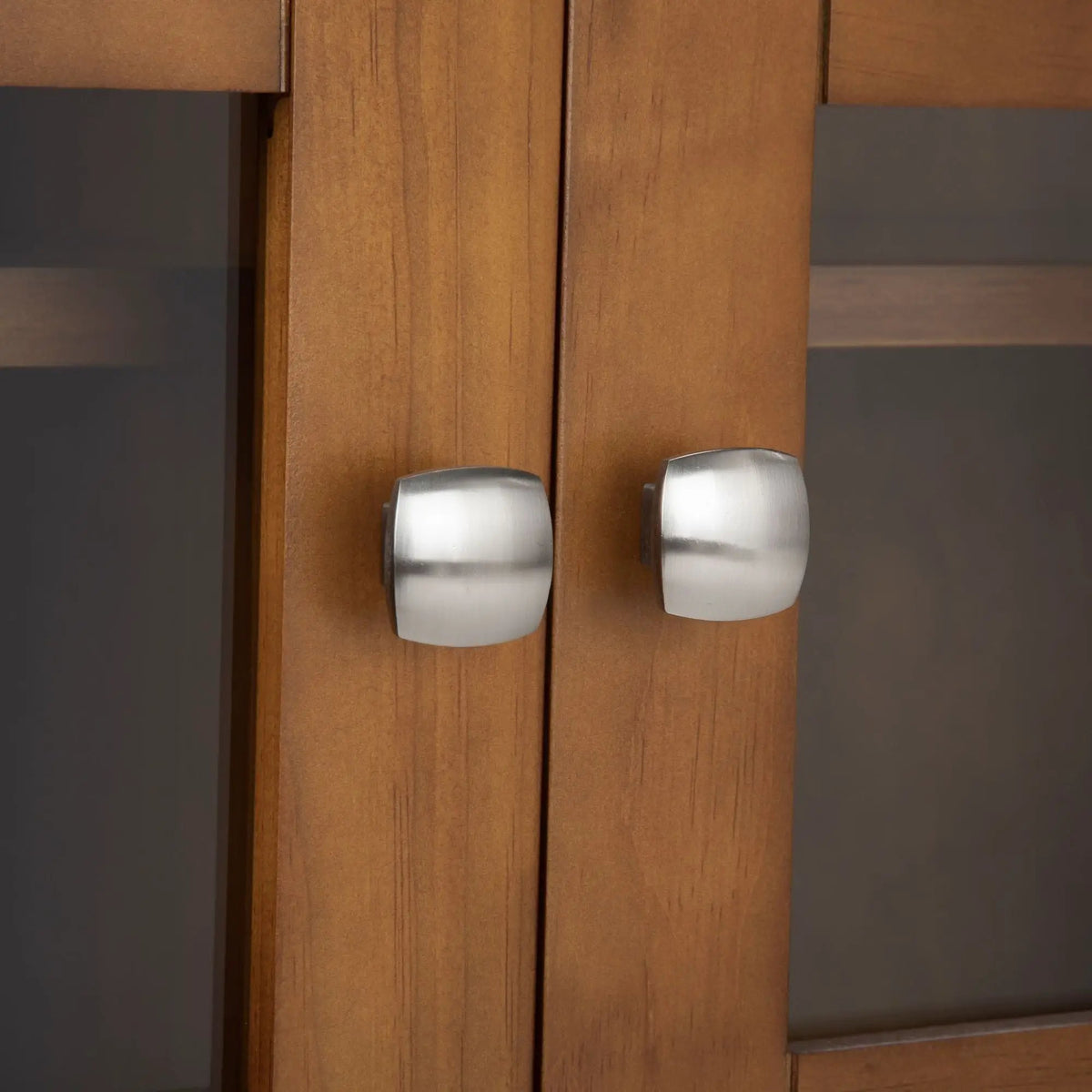 Acadian Storage Cabinet | Medium Handcrafted Solid Wood | Two Glass Doors | Two Adjustable Shelves