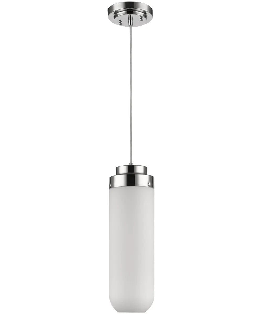 1-Light Pendant | 6 Inch Width | Polished Nickel | Frosted Glass Shade