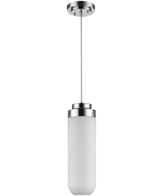 1-Light Pendant | 6 Inch Width | Polished Nickel | Frosted Glass Shade