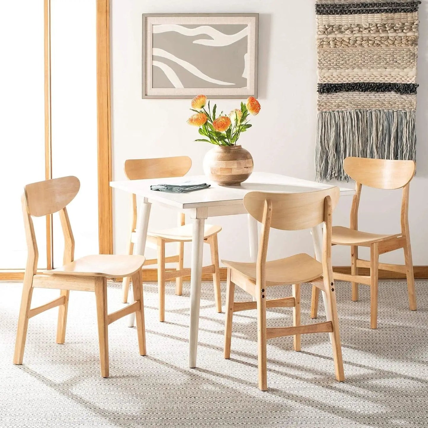 Dining Chairs Set Natural Wood Mid Century Retro 2 Chairs from PriceLows™