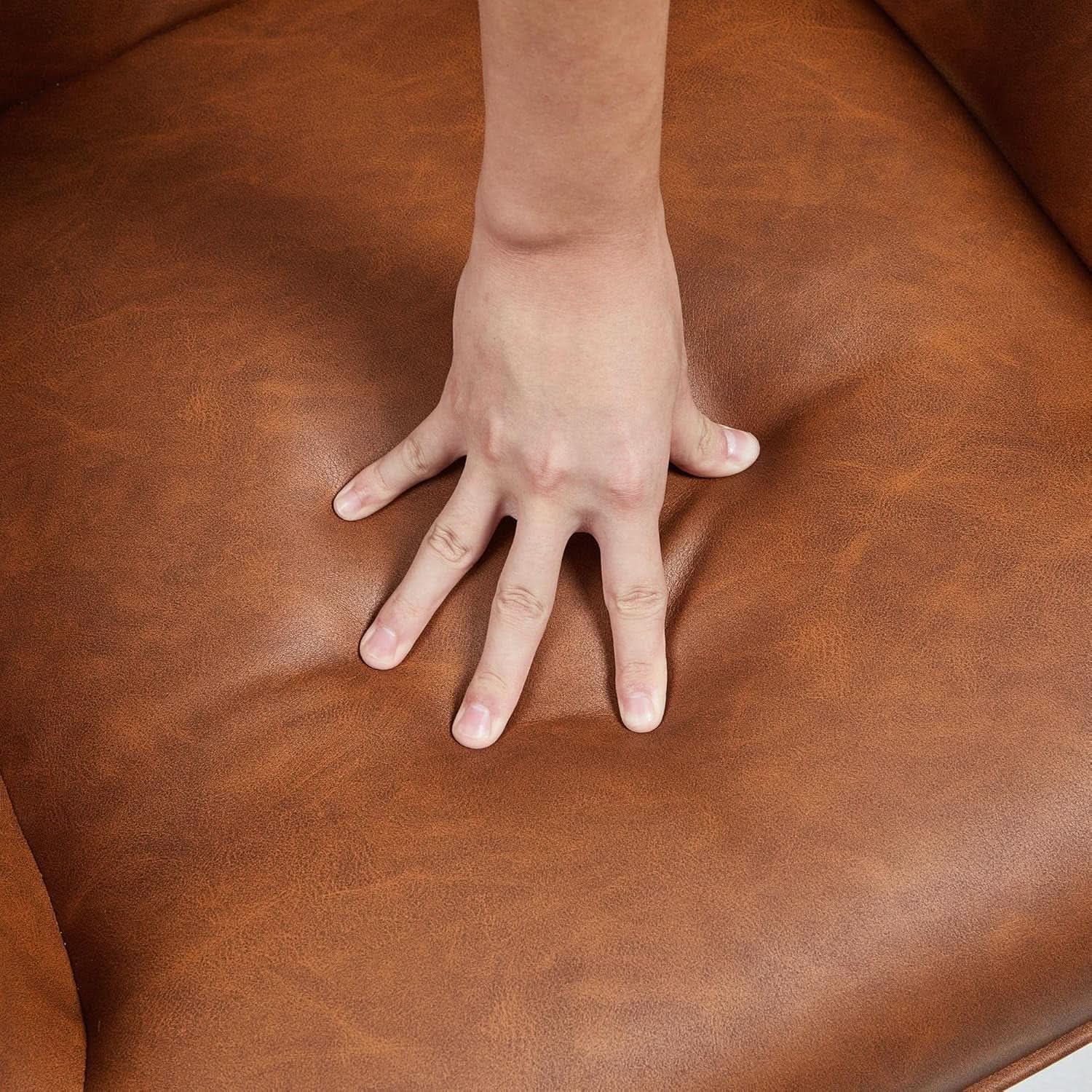 Leather Accent Chair Camel With Metal Legs Living Room from PriceLows™
