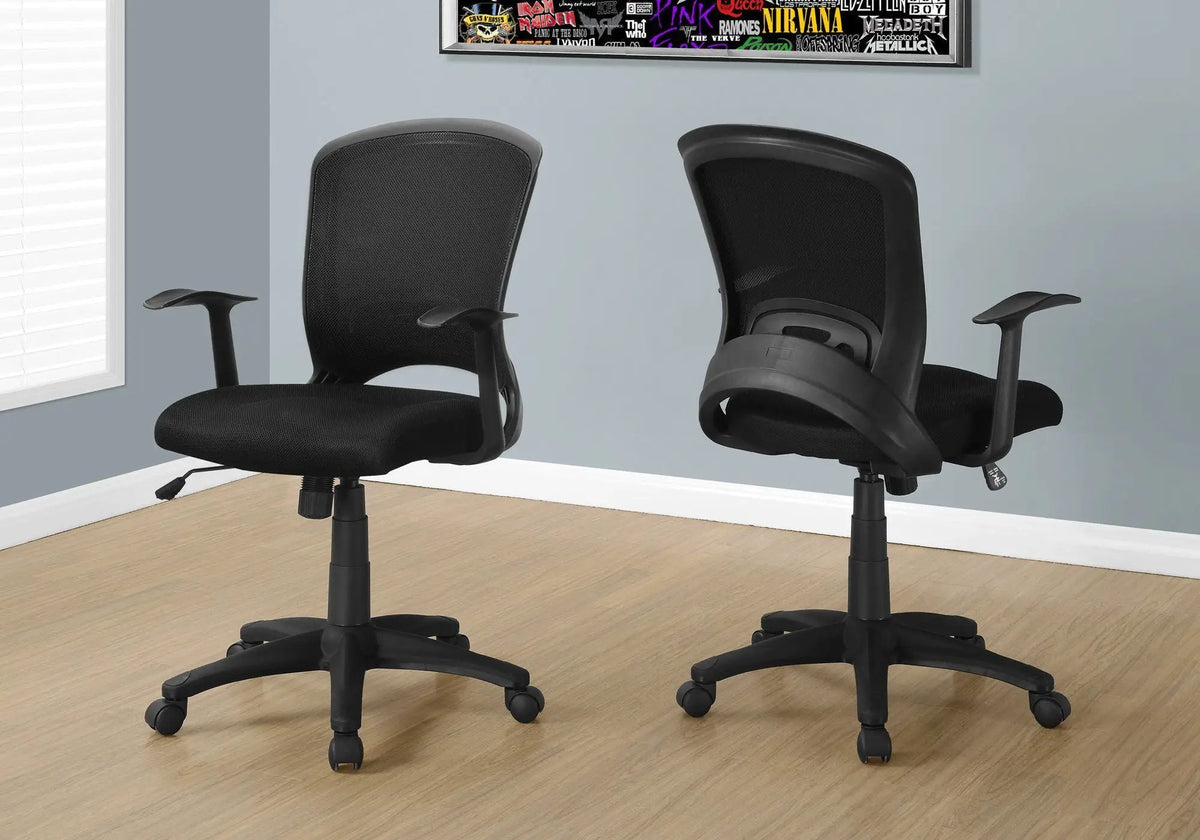Mesh Office Chair | Black Mid-Back Design | Wide Curved Backrest | Black 5-Star Base