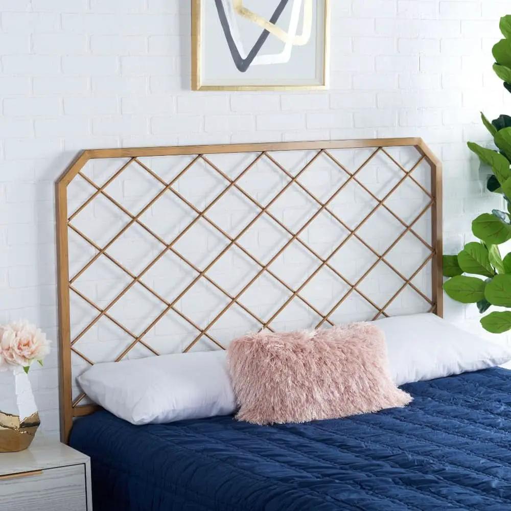 Queen Antique Gold Stitch Headboard for Stylish Bedrooms from PriceLows™