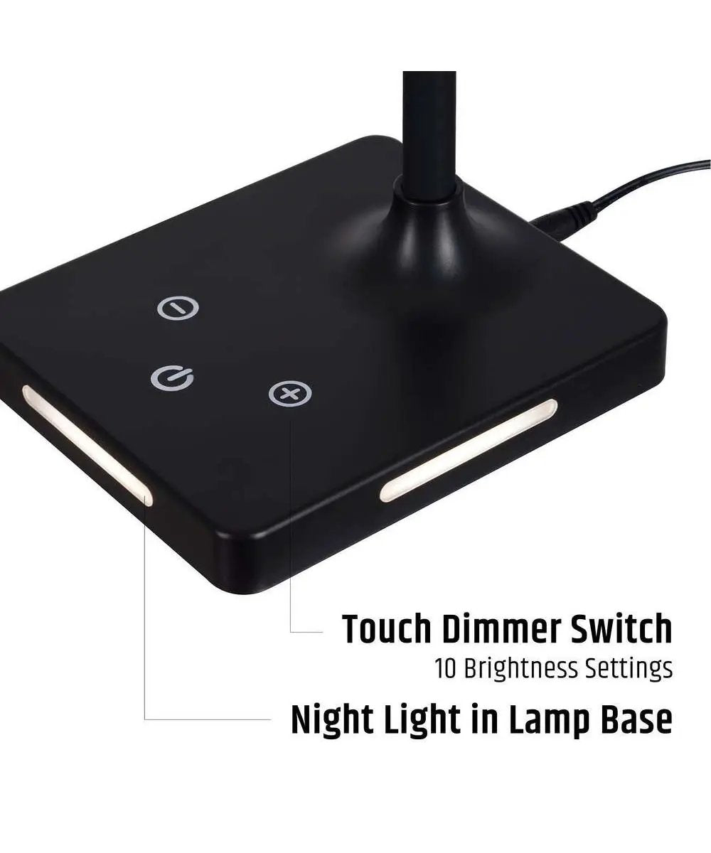 Desk Lamp | 21 Inch Circadian LED | Touch Control Rechargeable | Set Of 2 Black