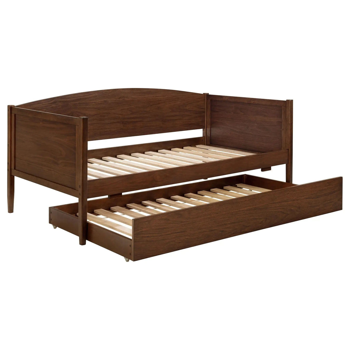 Bozeman Wood Twin Daybed With Trundle Medium | 81 x 42 x 37 in | Rubberwood & Walnut | Walnut