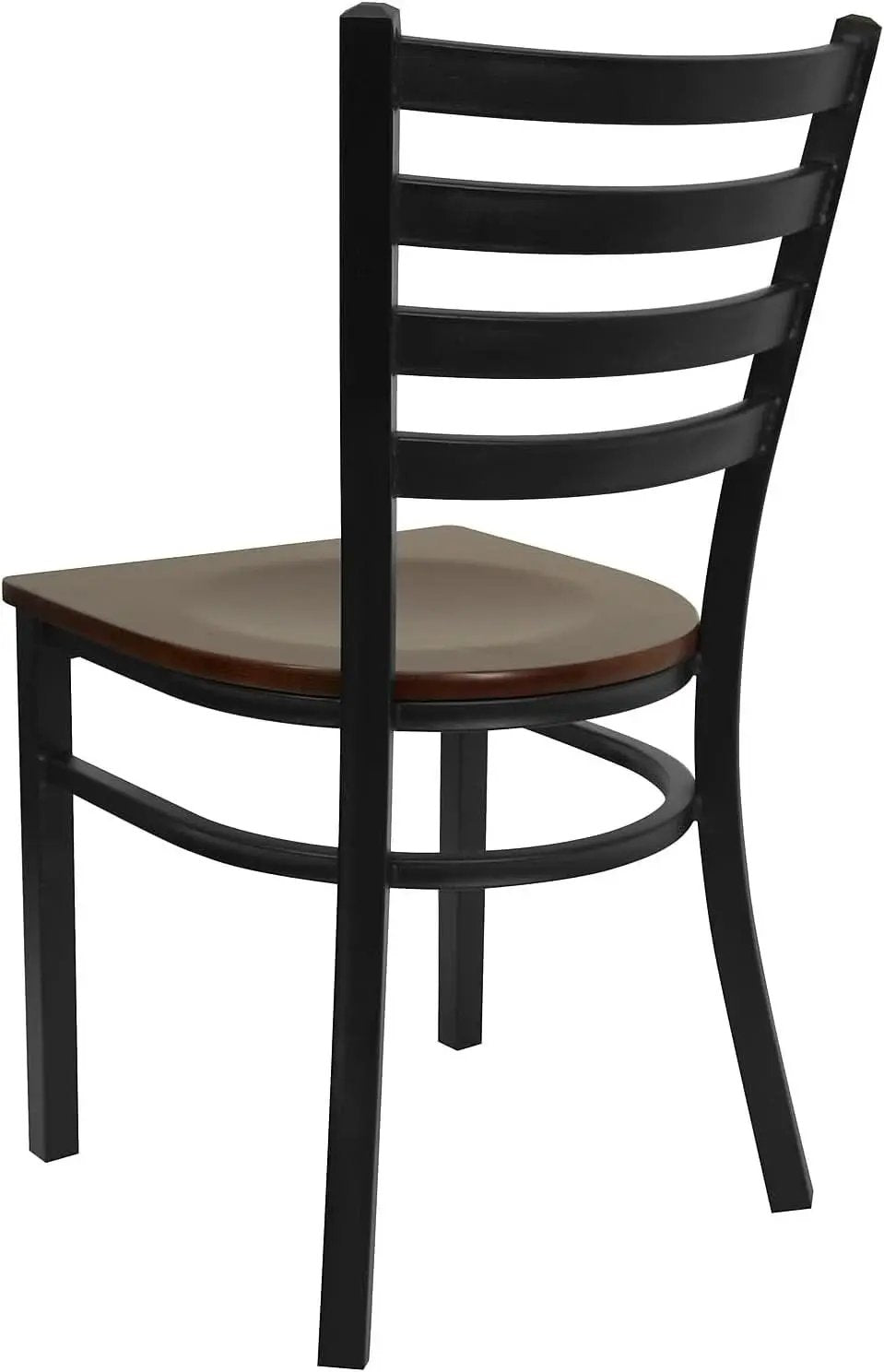 2 Pack Hercules Series Black Ladder Back Metal Dining Chair With Mahogany Seat For Restaurants from PriceLows™