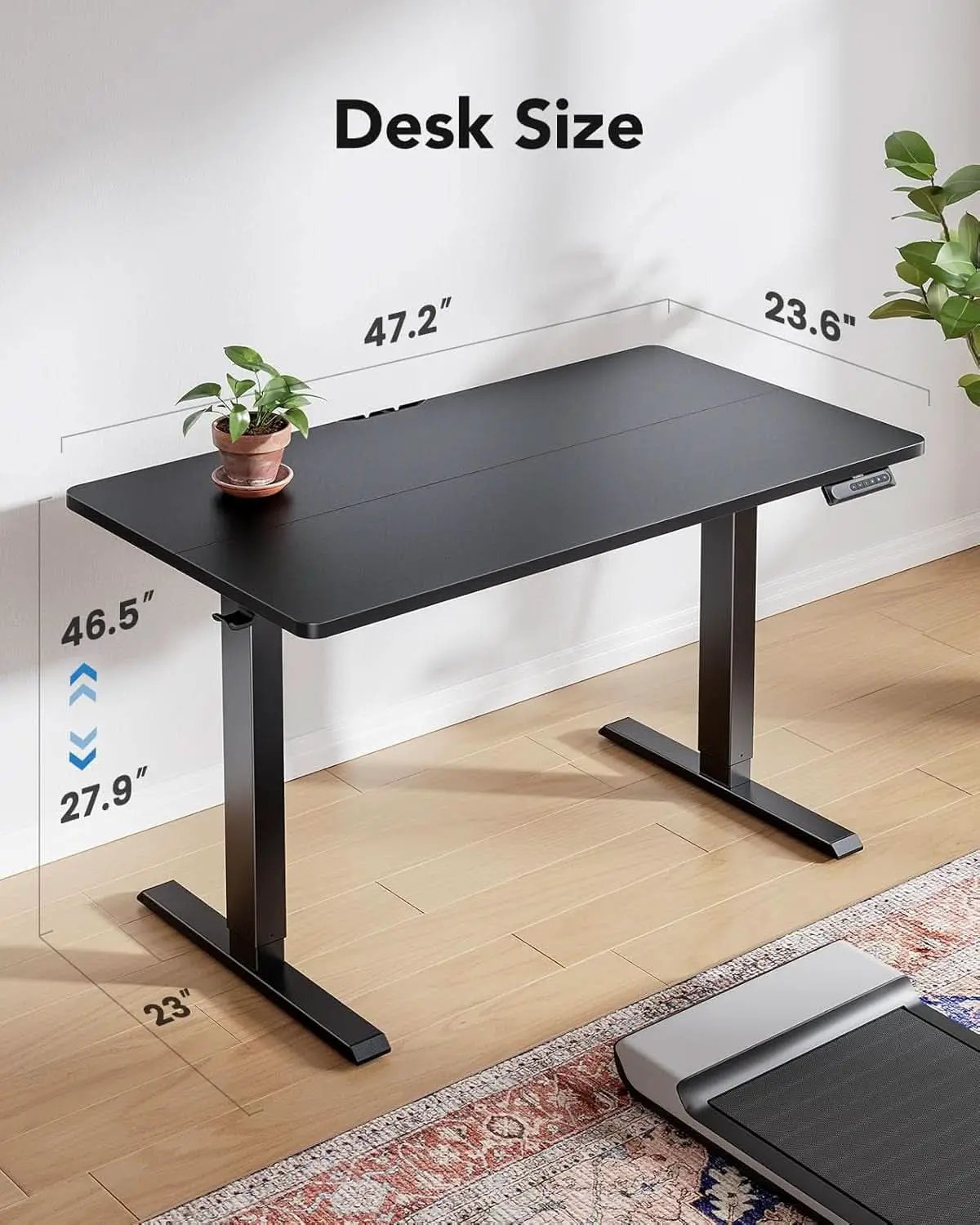 48 Inch Black Electric Standing Desk With Adjustable Height And Memory Settings from PriceLows™