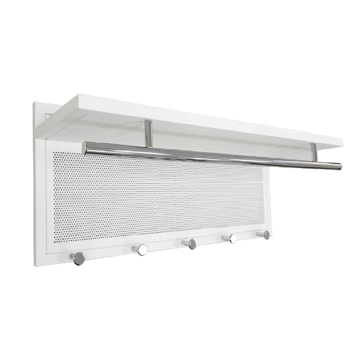 Wall Mounted Coat Rack | 5 Metal Hooks | Storage Shelf And Hanging Bar