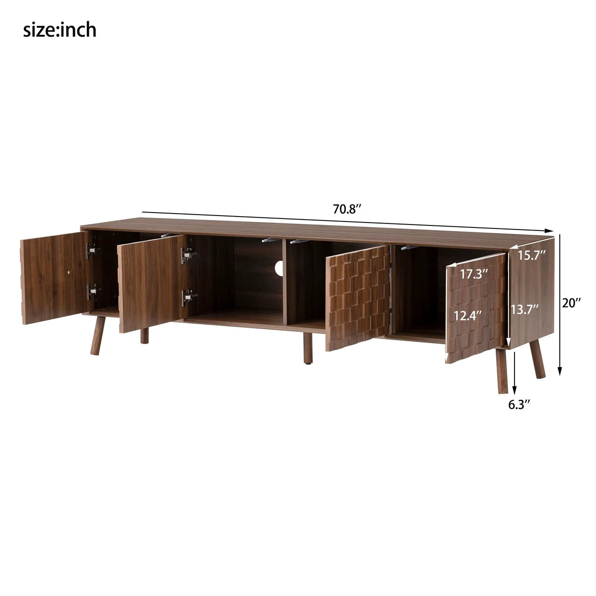 TV Stand | Soft Closing Hinges | Cable Management | Walnut