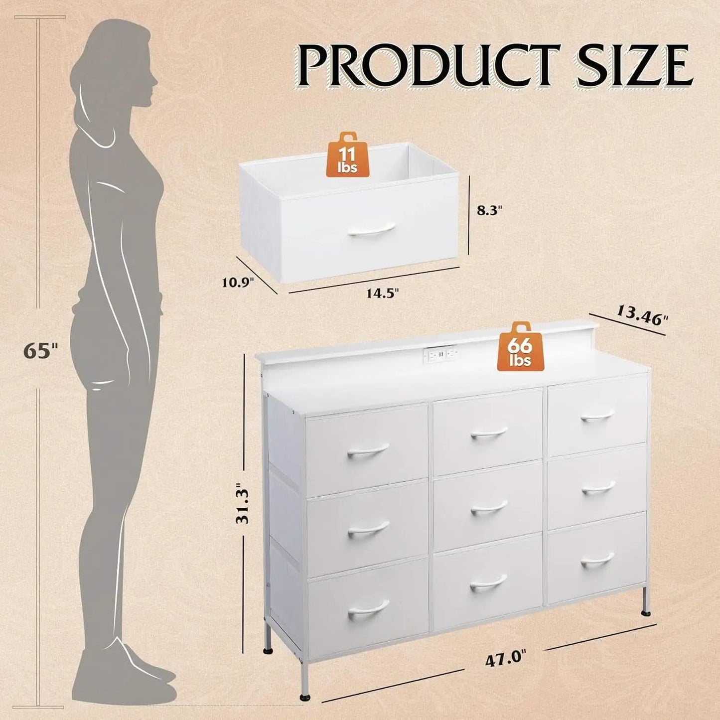 White Dresser TV Stand 55 Inch With LED Lights And Charging from PriceLows™