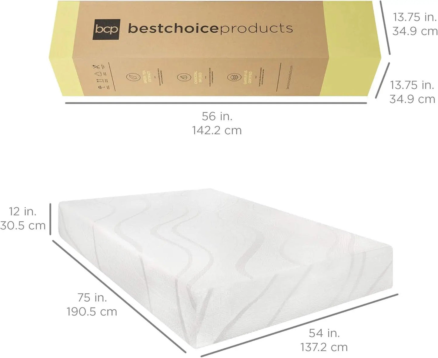 Full Size Charcoal Memory Foam Mattress Triple Layer from PriceLows™