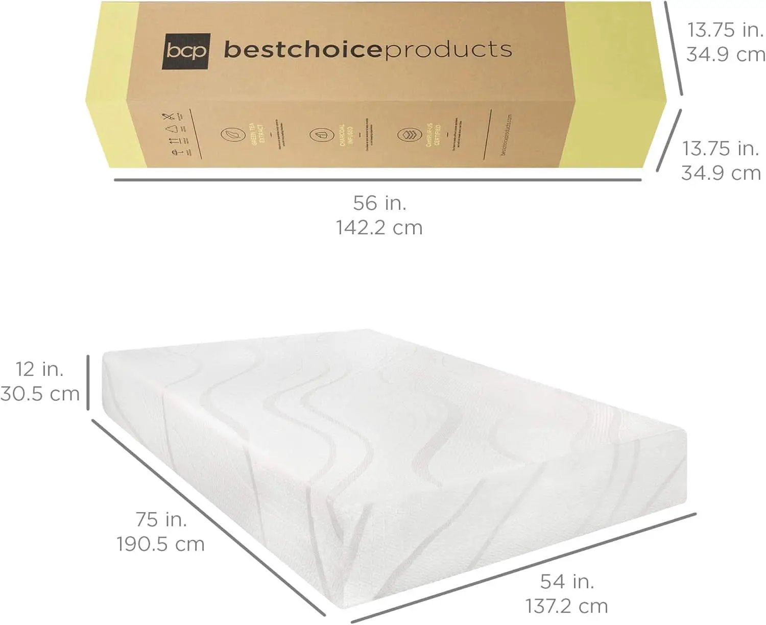 Full Size Charcoal Memory Foam Mattress Triple Layer from PriceLows™