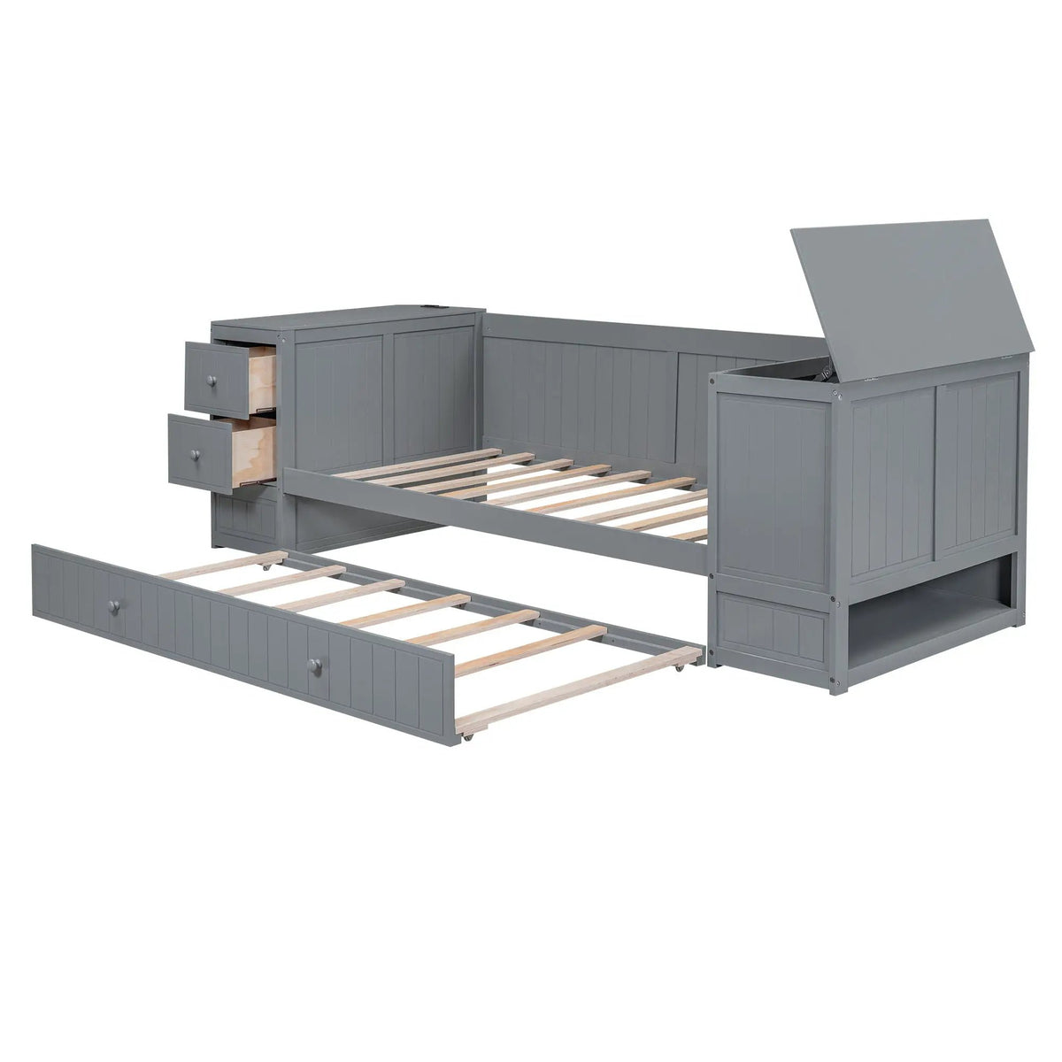 Daybed | Solid Pine Frame | Pull Out Trundle | Integrated Charging