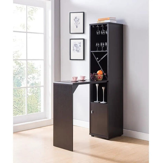 Bar Cabinet, Extended Table Kitchen Cabinet With Wine Bottle Compartment & Open | 46.5 x 15.5 x 70.75 in | Glass | Home