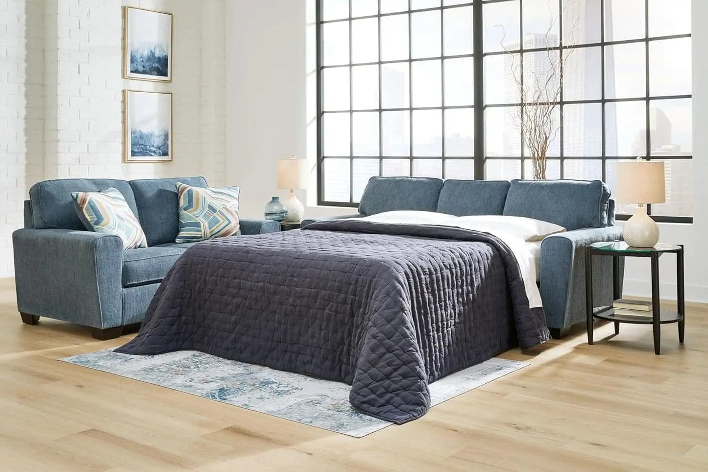 Blue Queen Stainresistant Memory Foam Sleeper Sofa from PriceLows™