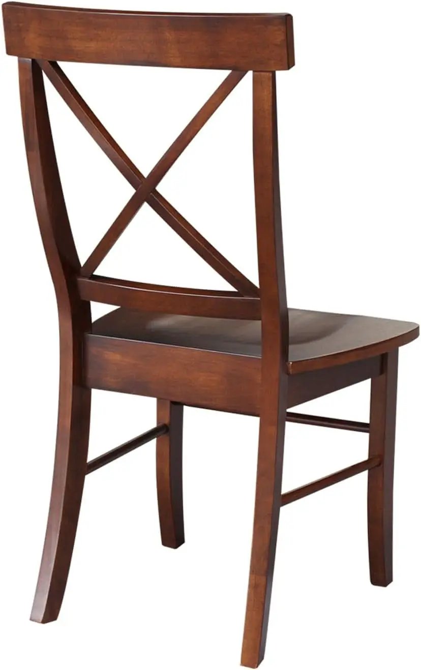 Espresso Solid Wood X Back Dining Chairs Set For Kitchen from PriceLows™