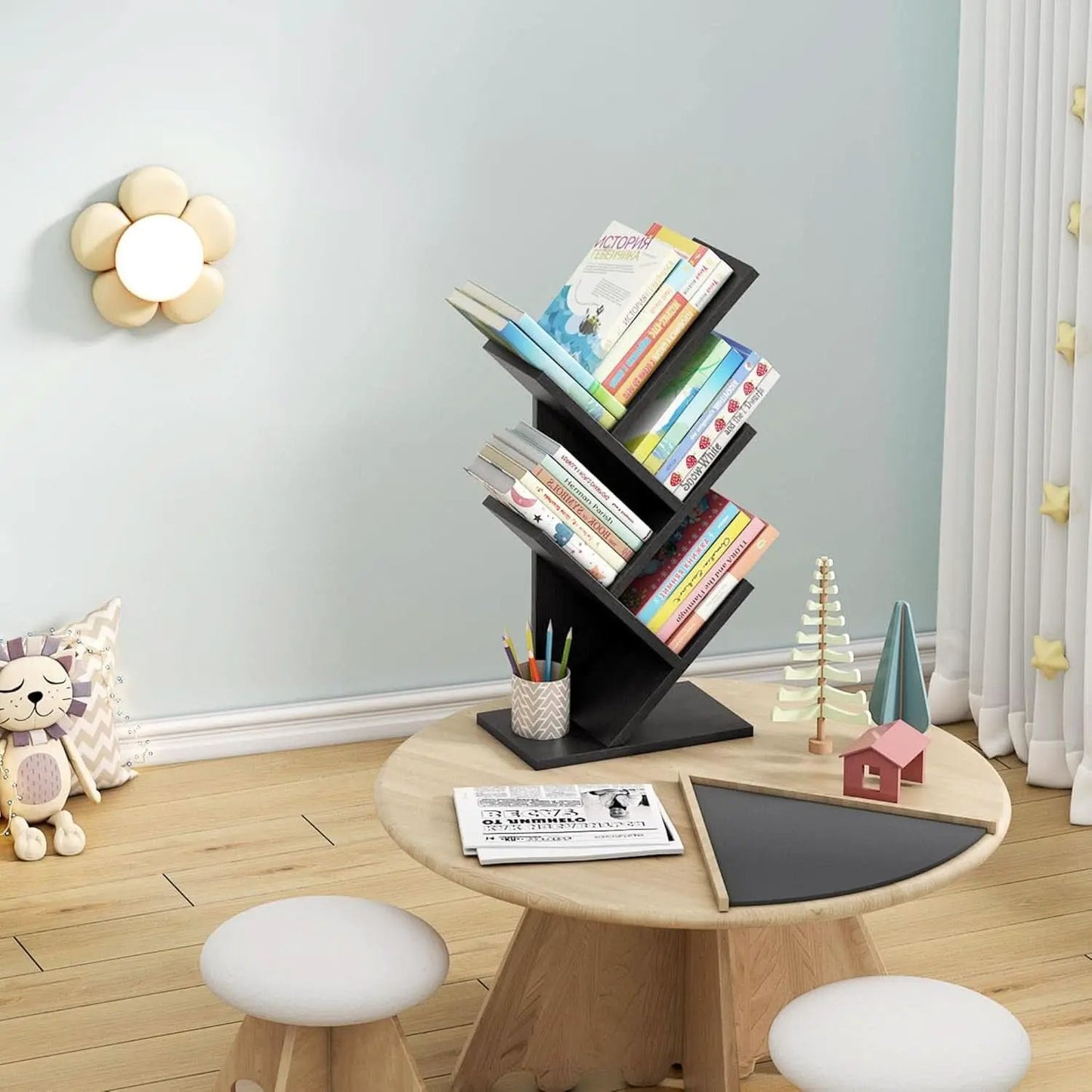 4 Tier Tree Bookshelf Floor Standing Bookcase Home from PriceLows™