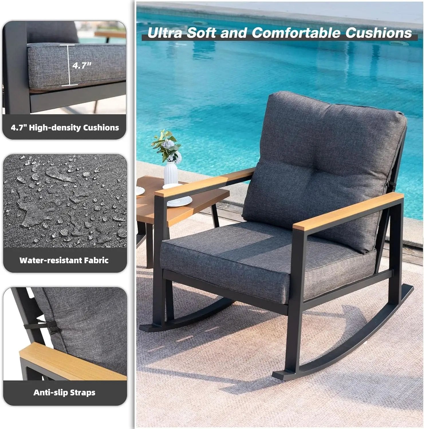 Outdoor Rocking Bistro Set with Thick Cushions from PriceLows™