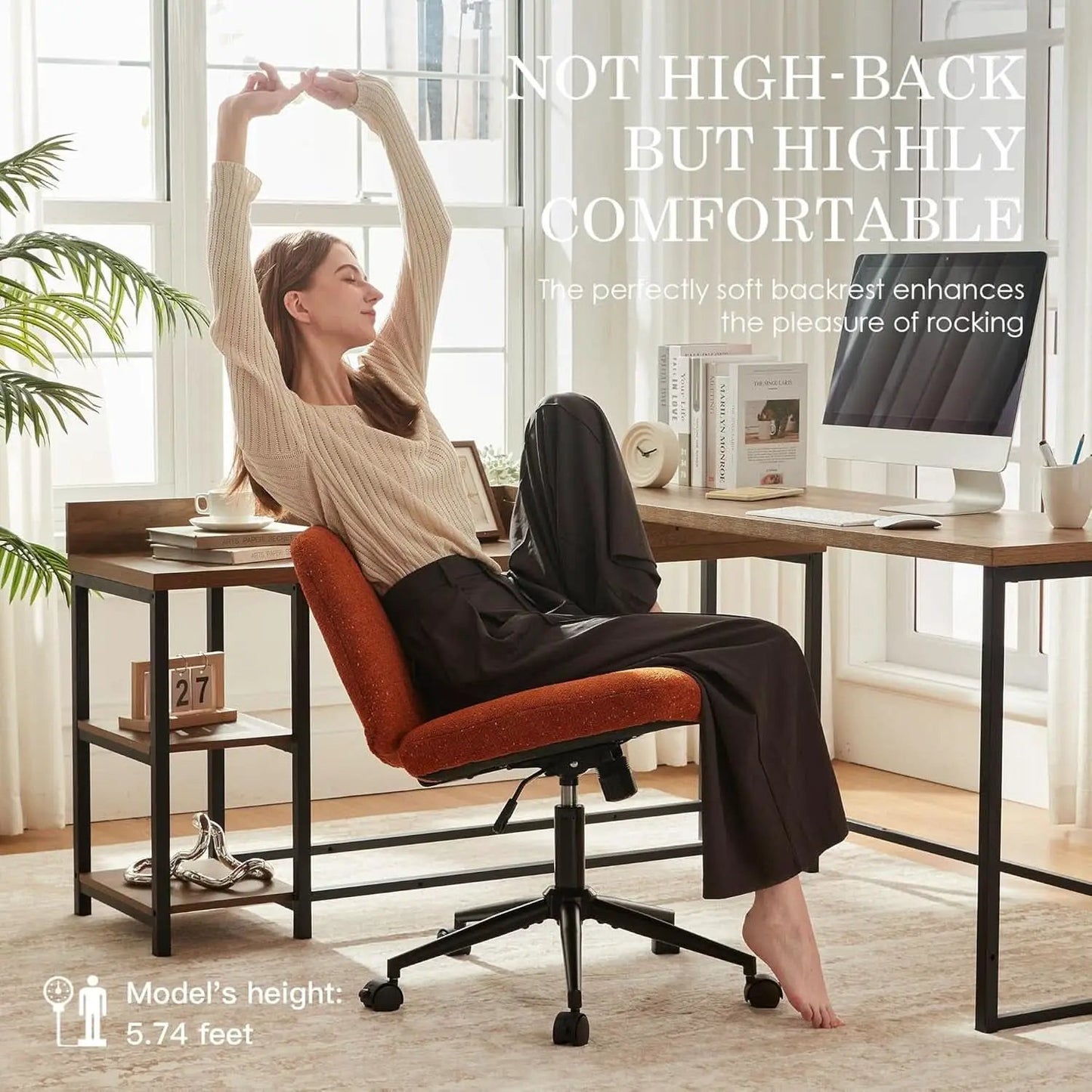Orange Pocket Spring Office Chair For Computer Desk from PriceLows™