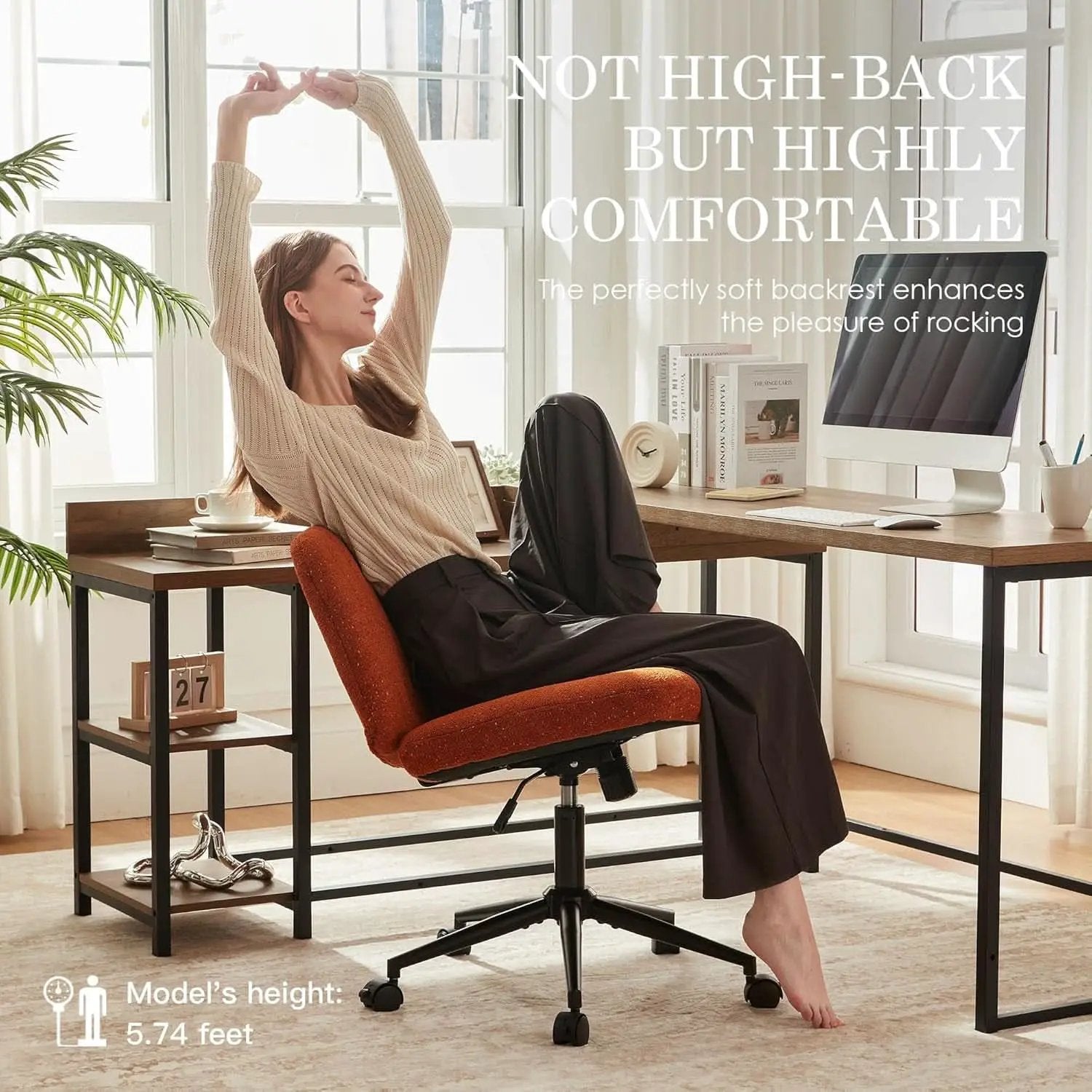 Orange Pocket Spring Office Chair For Computer Desk from PriceLows™