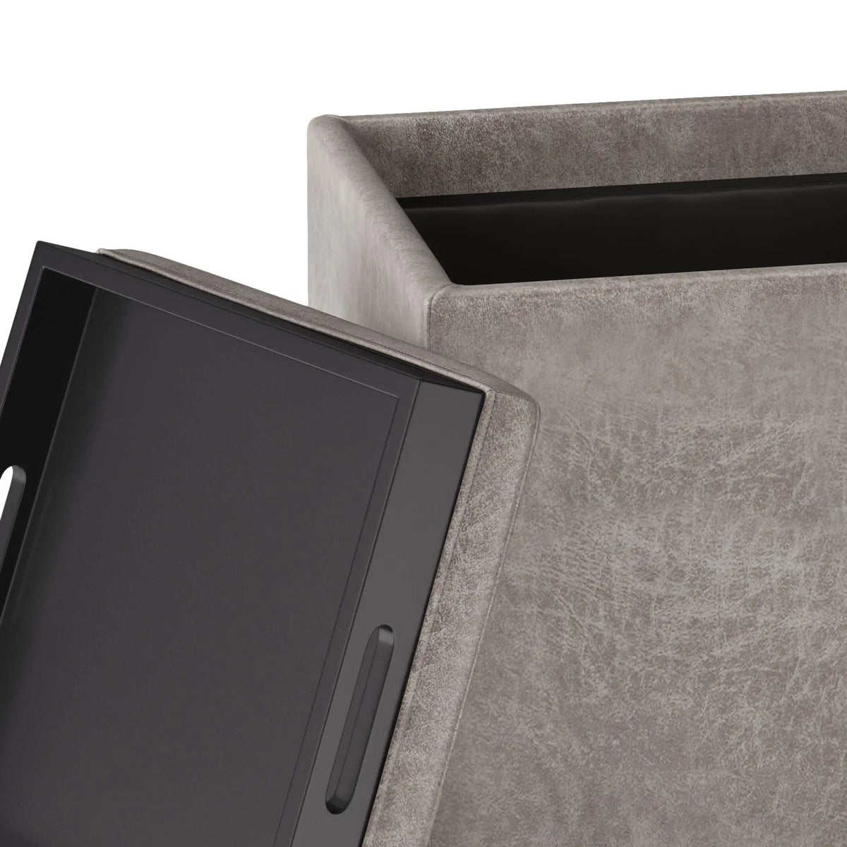 Rockwood Upholstered Cube Ottoman | Flip Over Serving Tray | Large Interior Storage | 16.9 Inch Cube