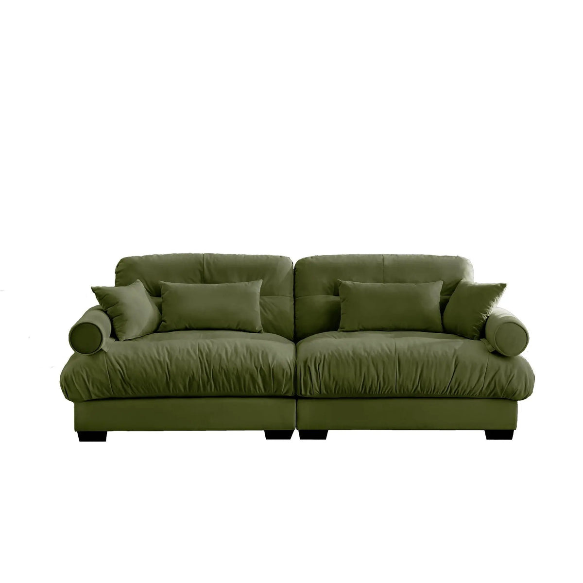 Modern Sofa | Bolstered Armrests | Cloud Cushions | Vintage Fabric