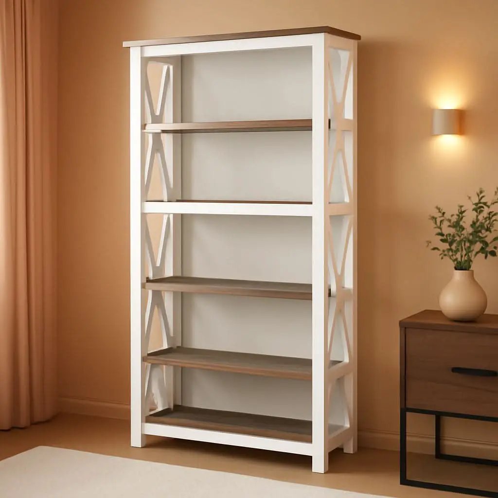 Bush Furniture Key West 66 Inch Bookcase Shiplap Gray White from PriceLows™