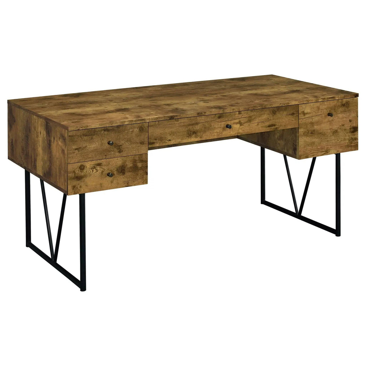 Analiese 63-inch 4-drawer Writing Desk Rustic Nutmeg | 63 x 28.75 x 30.5 in | Engineered Wood & Metal | Home Office