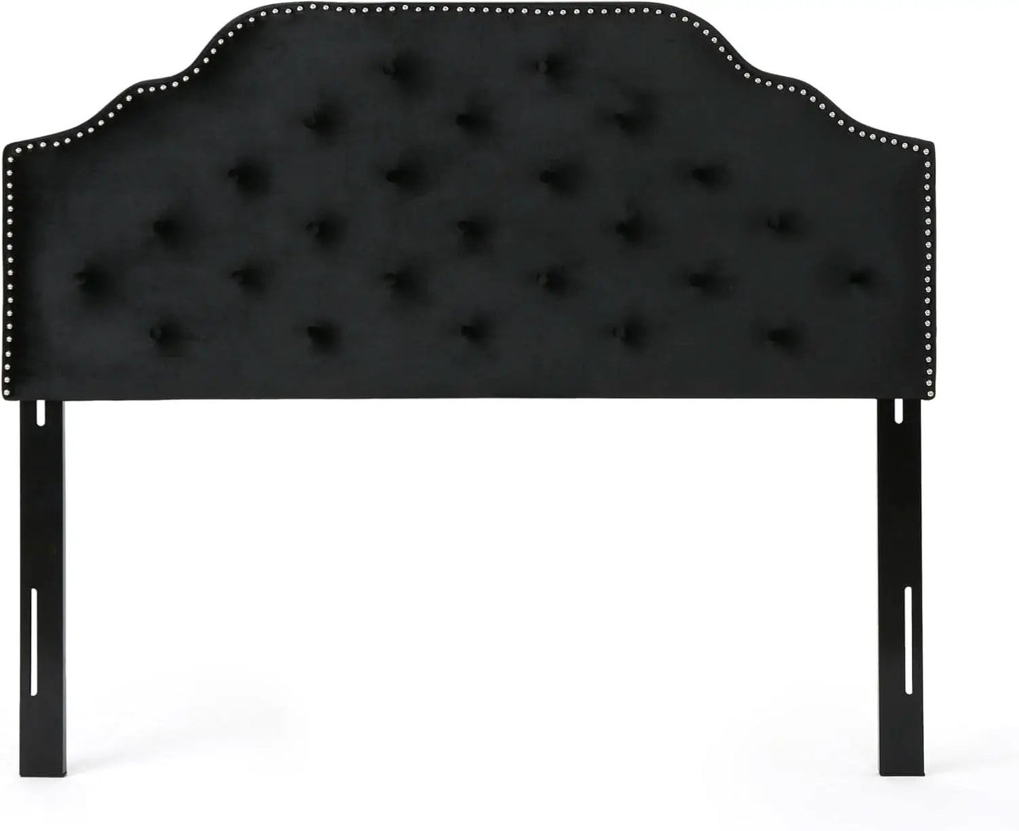 Contemporary Black Velvet Headboard with Button Tufted Design from PriceLows™