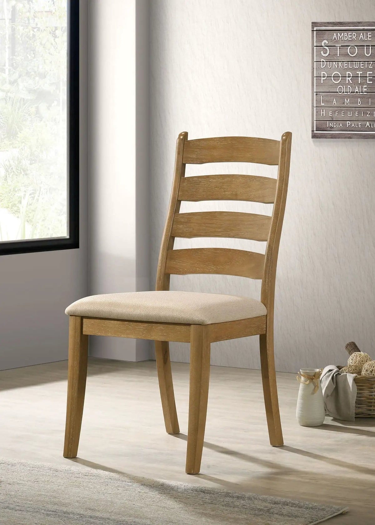 Danvers Wood Dining Side Chair Brown Oak (Set of 2) | 20 x 24 x 39.25 in | Fabric & Wood | Dining Room