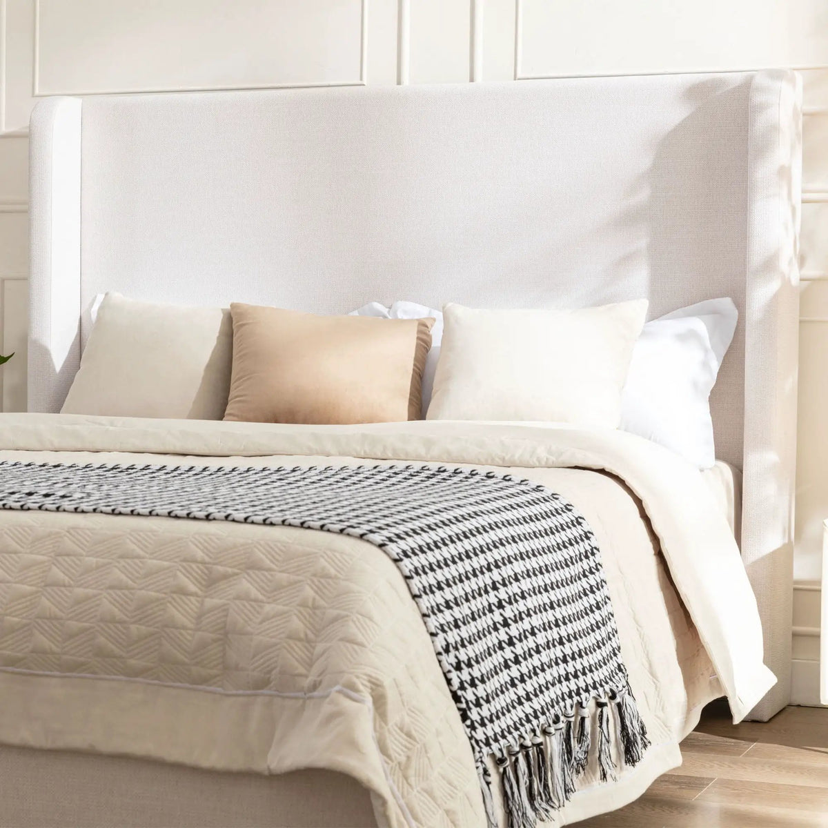 Harper Tall Headboard Upholstered Bed | Elegant Simplicity | No Box Spring Needed | 54 Inch Height
