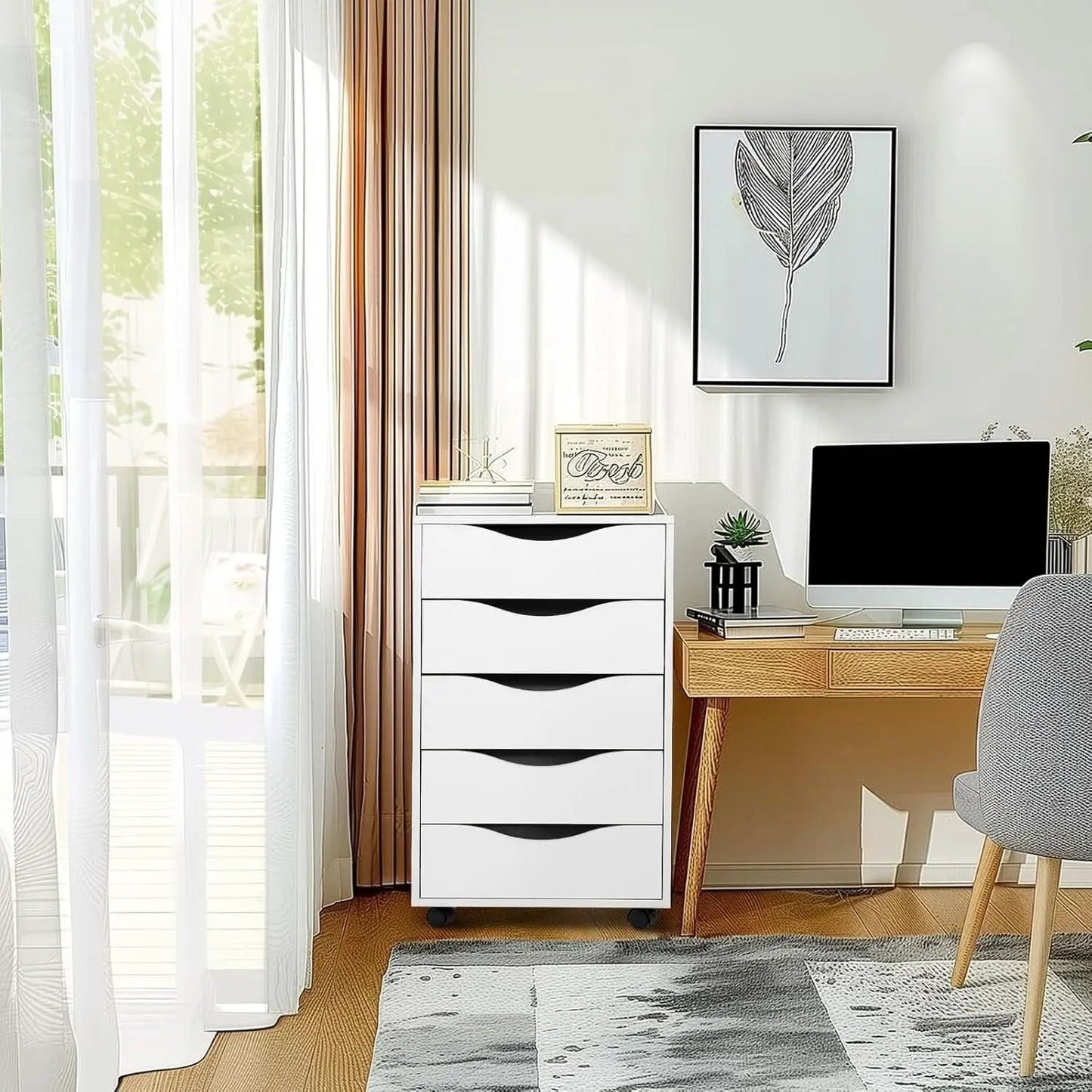 5 Drawer File Cabinet White For Home Office Organization from PriceLows™