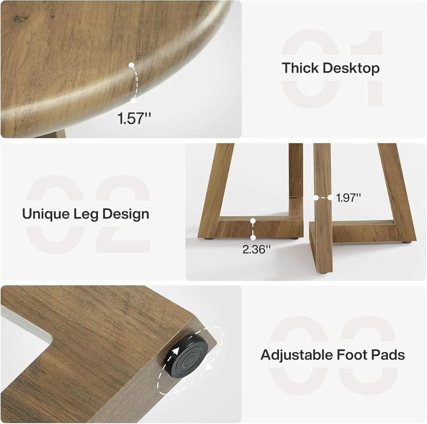 Brown Round Dining Table 31.5 Inch For 2 To 4 People from PriceLows™