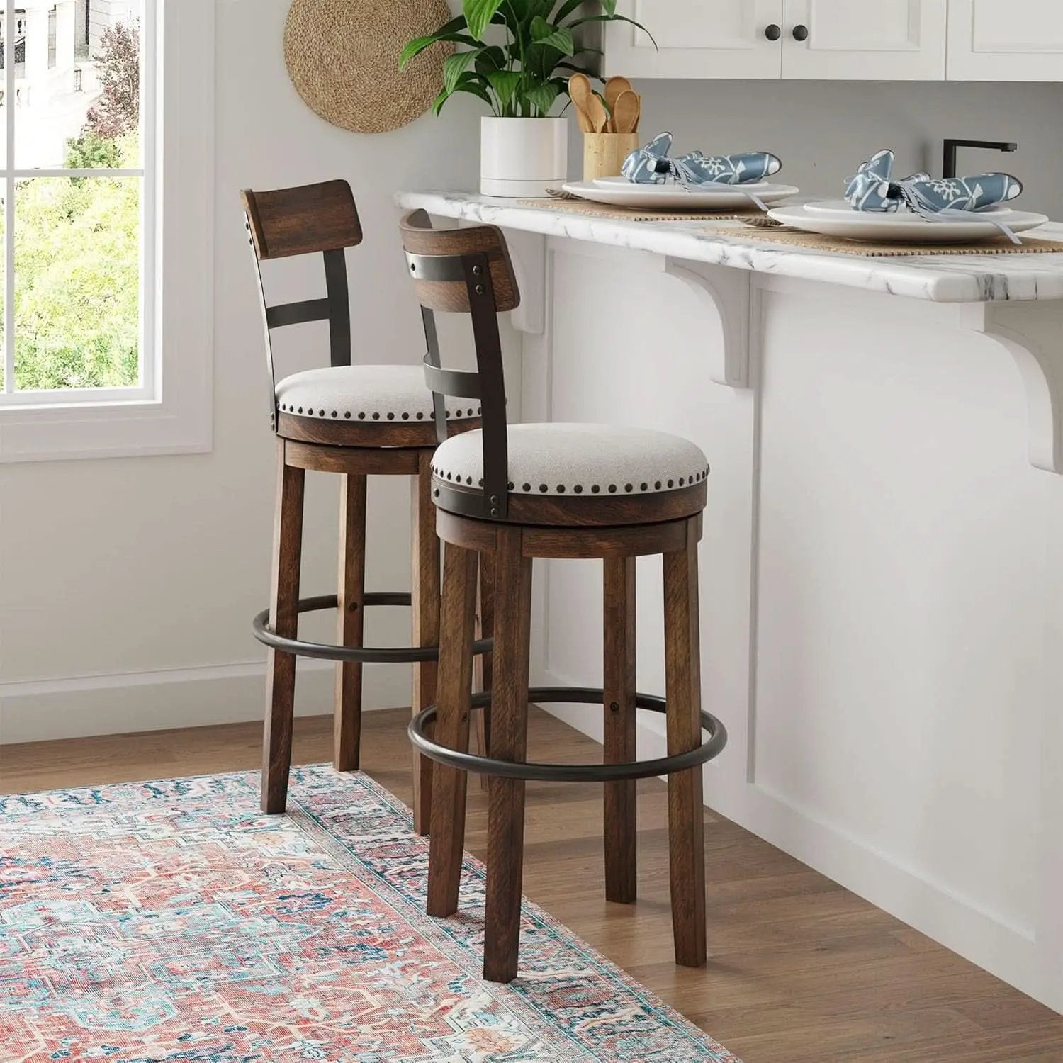 Valebeck 30 Inch Farmhouse Pub Height Bar Stool Brown from PriceLows™