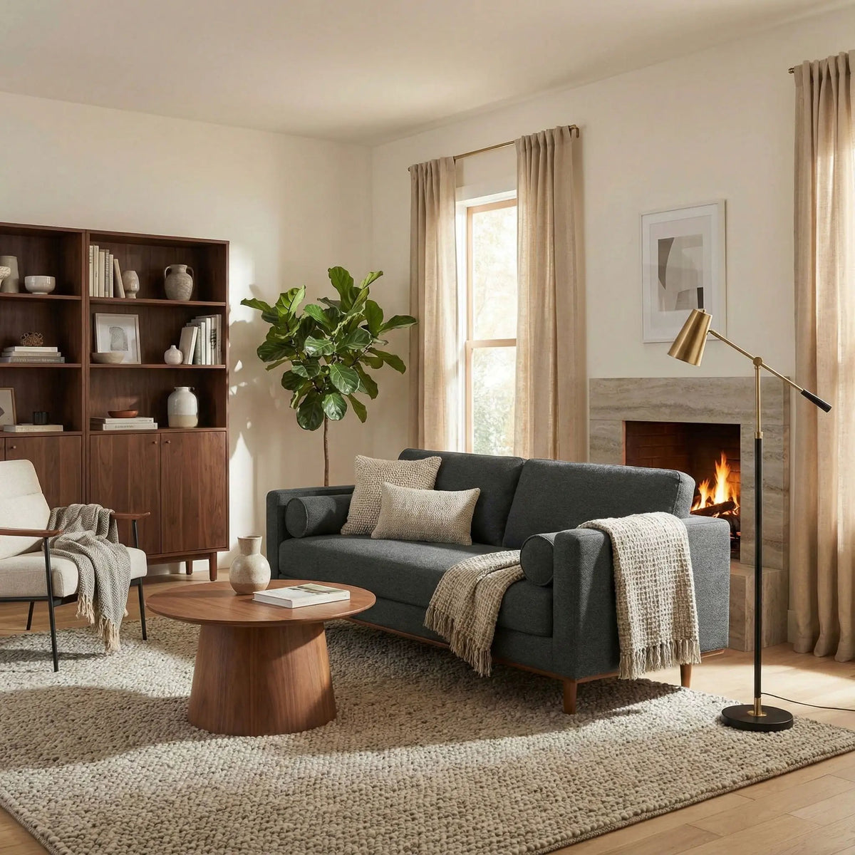 Morrison Upholstered Sofa | Recycled Blend Fabric | Single Bench Seat Cushion | 72 Inch Length