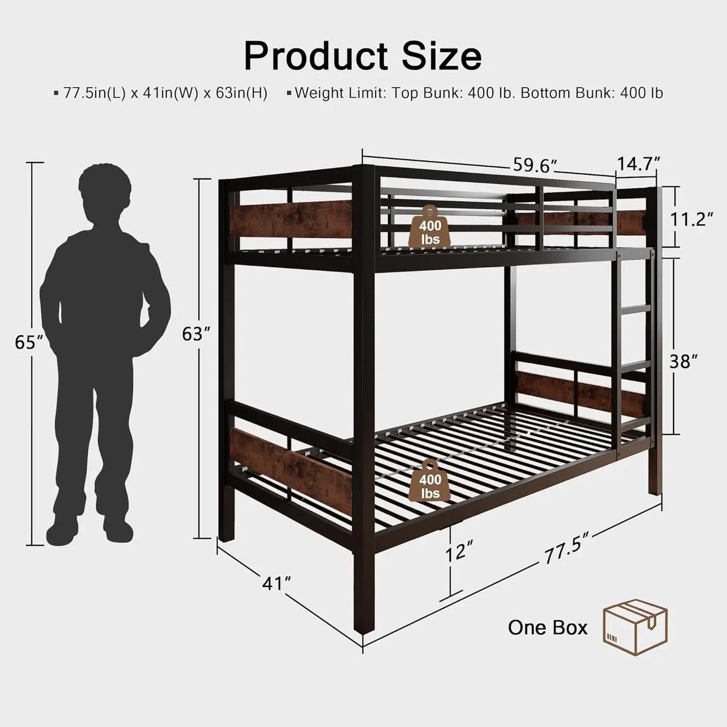 Rustic Brown Twin Over Twin Bunk Bed With Under Bed Storage from PriceLows™