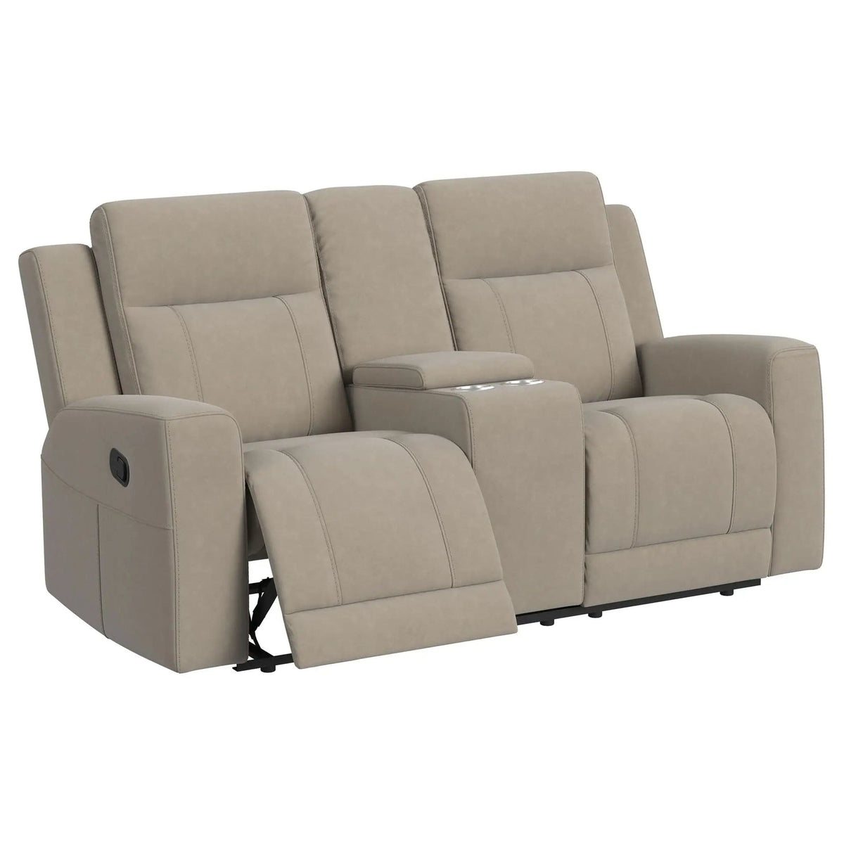 Brentwood Upholstered Motion Reclining Loveseat | 71.25 x 36.5 x 39.25 in | Living Room Furniture | Taupe