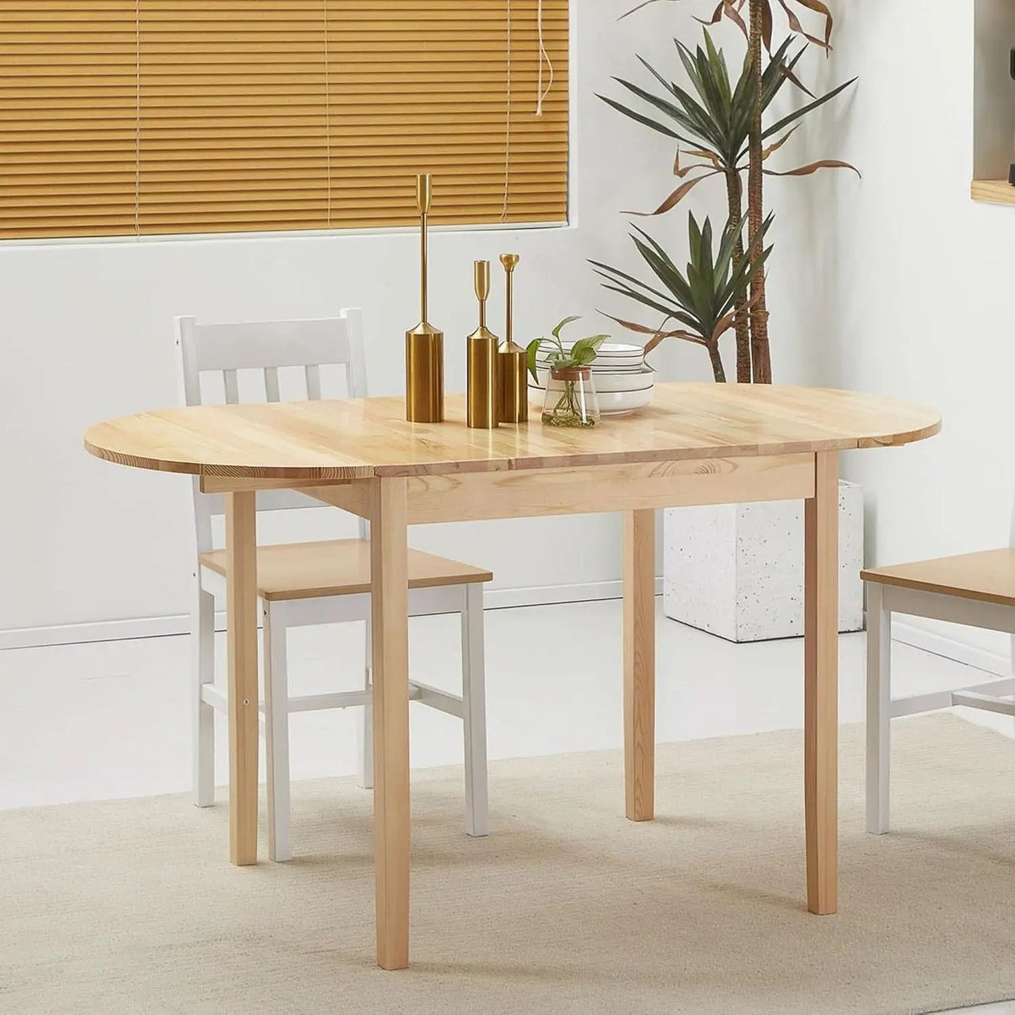 55 Inch Solid Pine Dropleaf Dining Table Expandable from PriceLows™