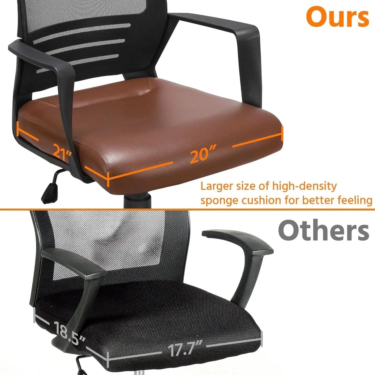 Ergonomic Leather Mesh Office Chair Lumbar Support Brown from PriceLows™