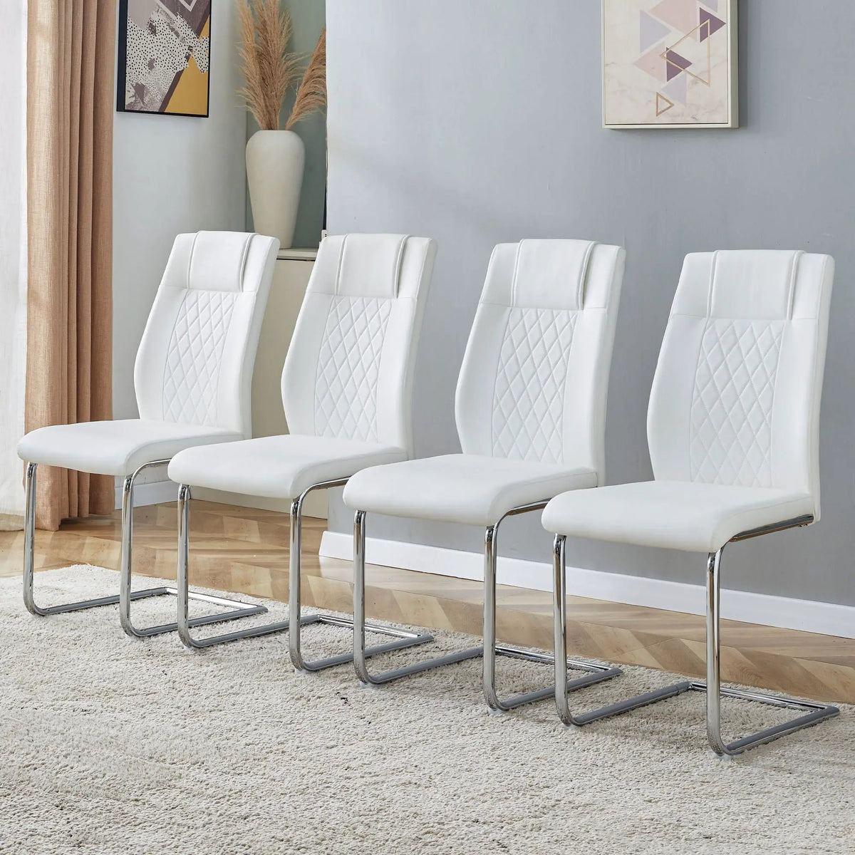 Modern Dining Chairs | Padded Seat | Metal Legs | Anti-Slip Footpads