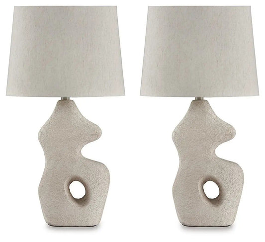 Chadrich Paper Table Lamp (Set of 2) | 14 x 10.13 x 26 in | Fabric | Antique Beige