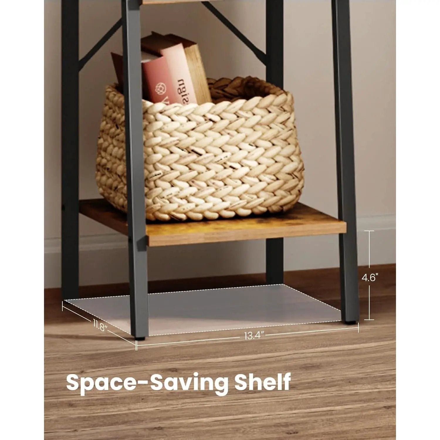 Ladder Shelf Bookcase 5 Tier Rustic Brown Freestanding from PriceLows™